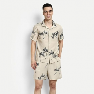 Men Relaxed Fit Rayon Night Wear Set